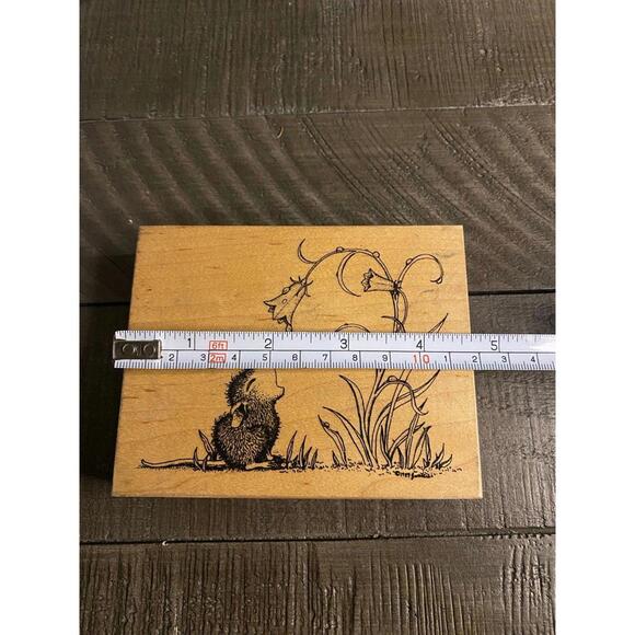 House Mouse Waiting for a Bluebell Drip wood block rubber stamp 1998 - Picture 4 of 5
